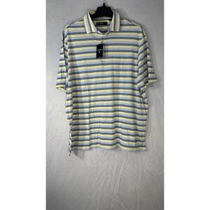 cremieux classics mens Polo Golf Shirt Short Sleeve XL Yellow Striped NEW